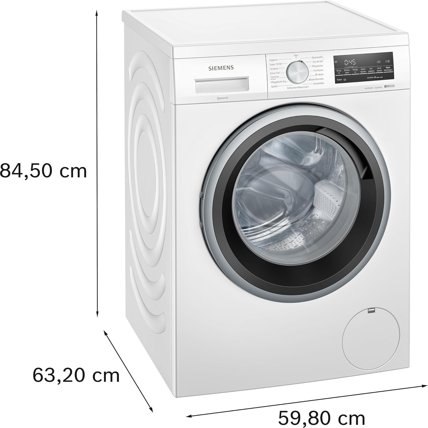 Siemens WU14UT70, Stiftung Warentest Testsieger*, Waschmaschine iQ500, Frontlader mit 8kg Fassungsvermögen, 1400 UpM, unterbaufähig, speedPack L, Outdoor-Programm, simpleTouch LED-Display