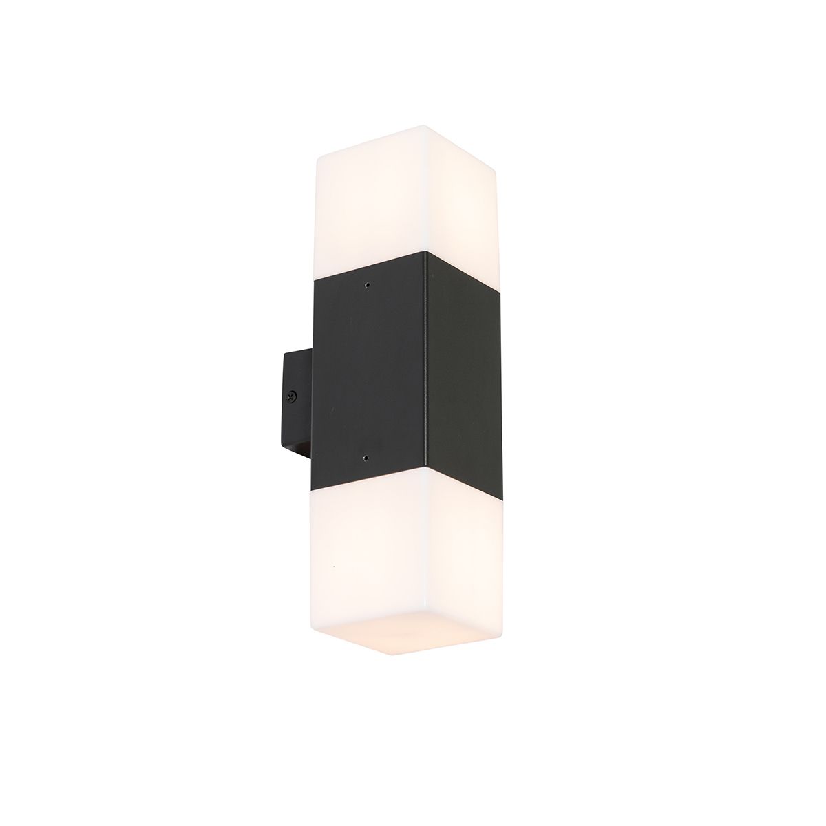 Buiten wandlamp zwart met opale kap 2-lichts IP44 - Denmark