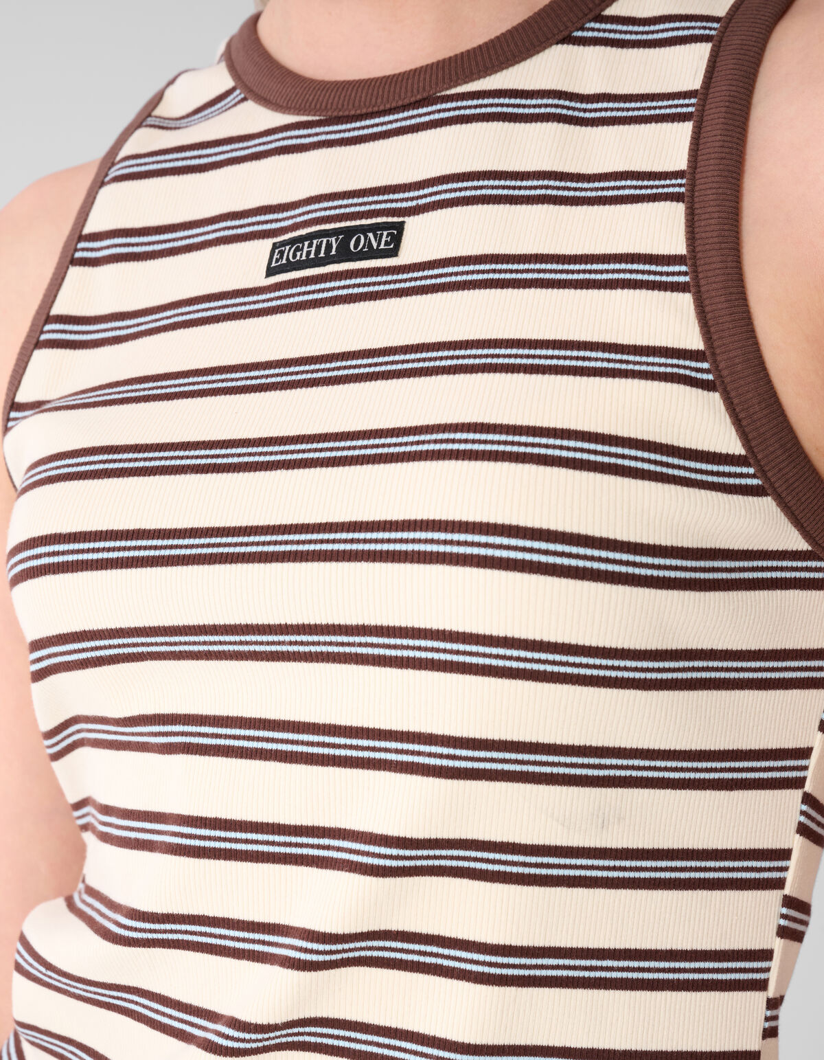 Gestreept Label Singlet Gebroken Wit