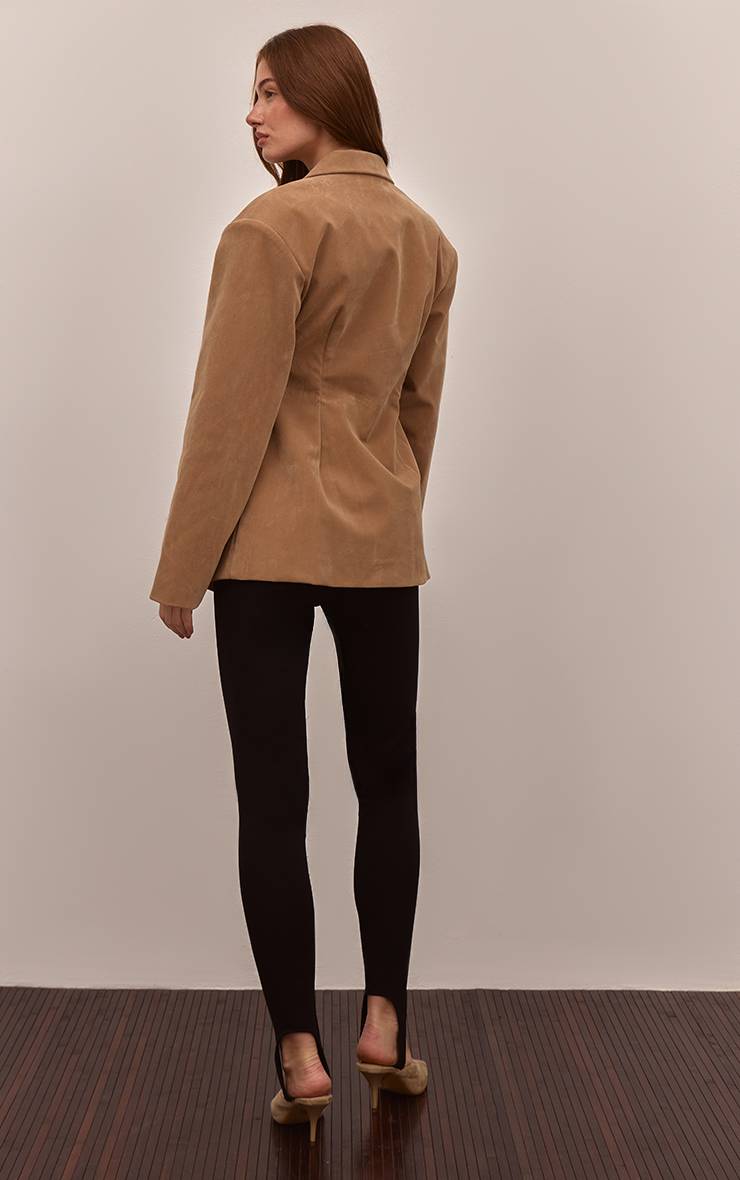 Noir Legging Côtelé Sculpté Avec Détail Étrier