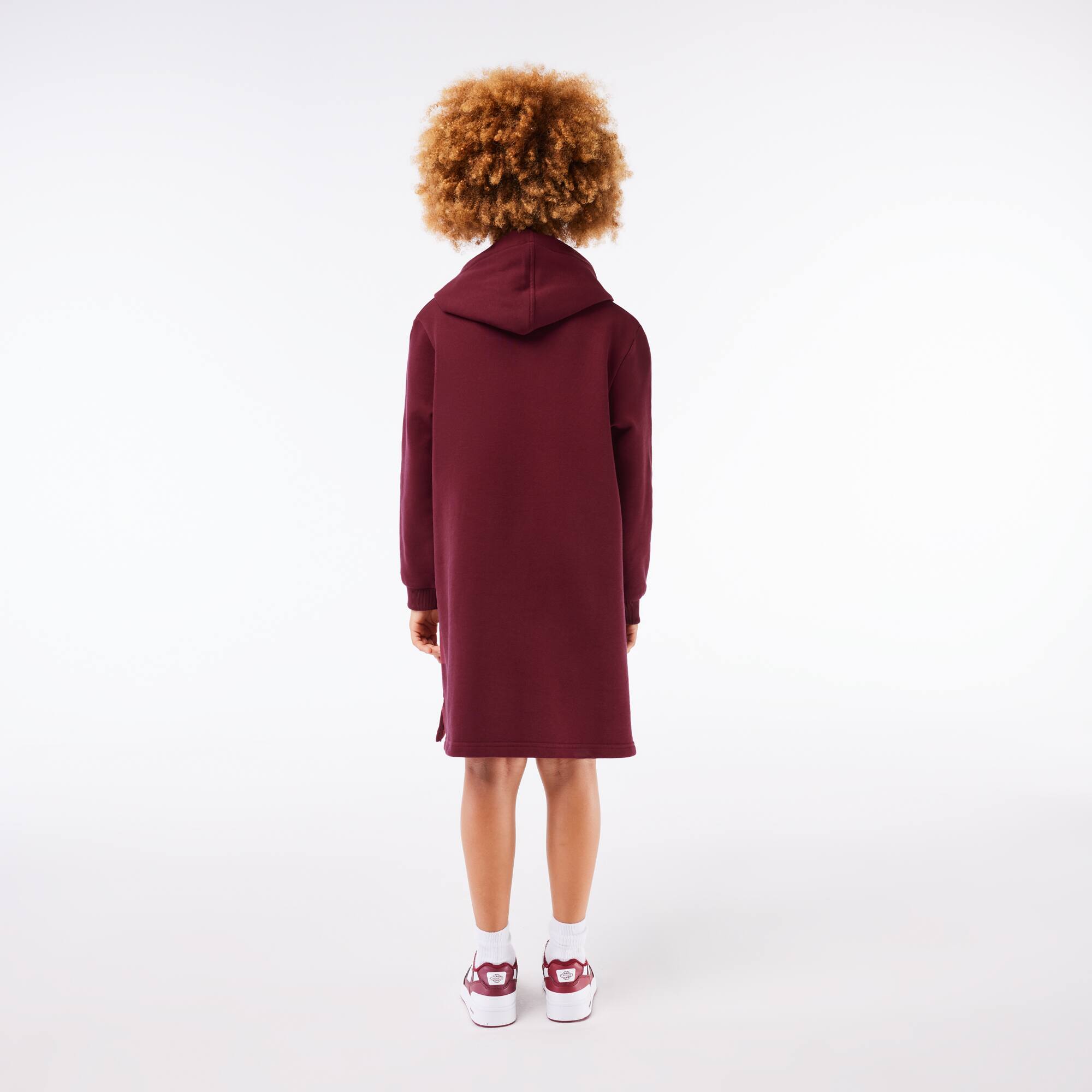 Robe sweatshirt à capuche en molleton de coton Pantalons & Robes - Rouge - Lacoste - Fille