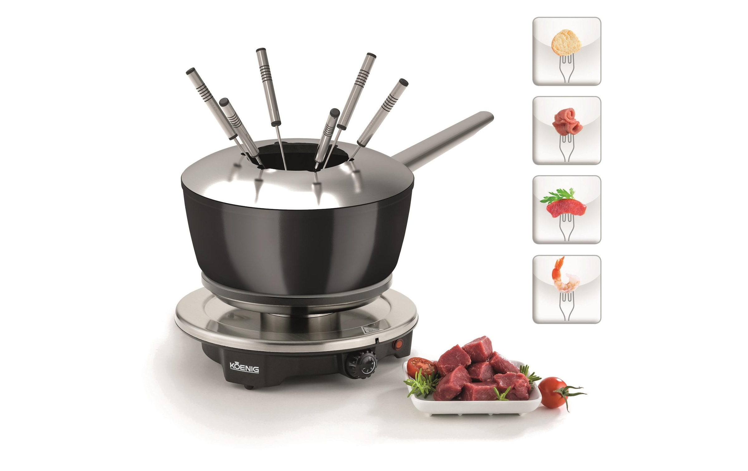 KOENIG Fondue »One for All 8 Teile, Chrom/Schwarz«