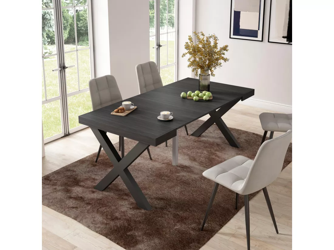 Table console extensible, 180, Pour 8 personnes, Pieds bois massif