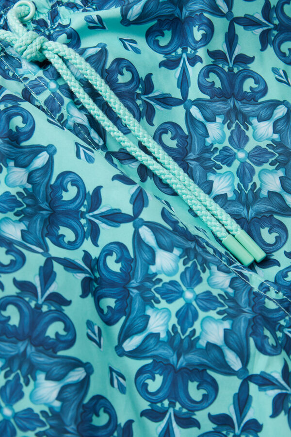 Sunga boxer azul-clara com estampa marroquina