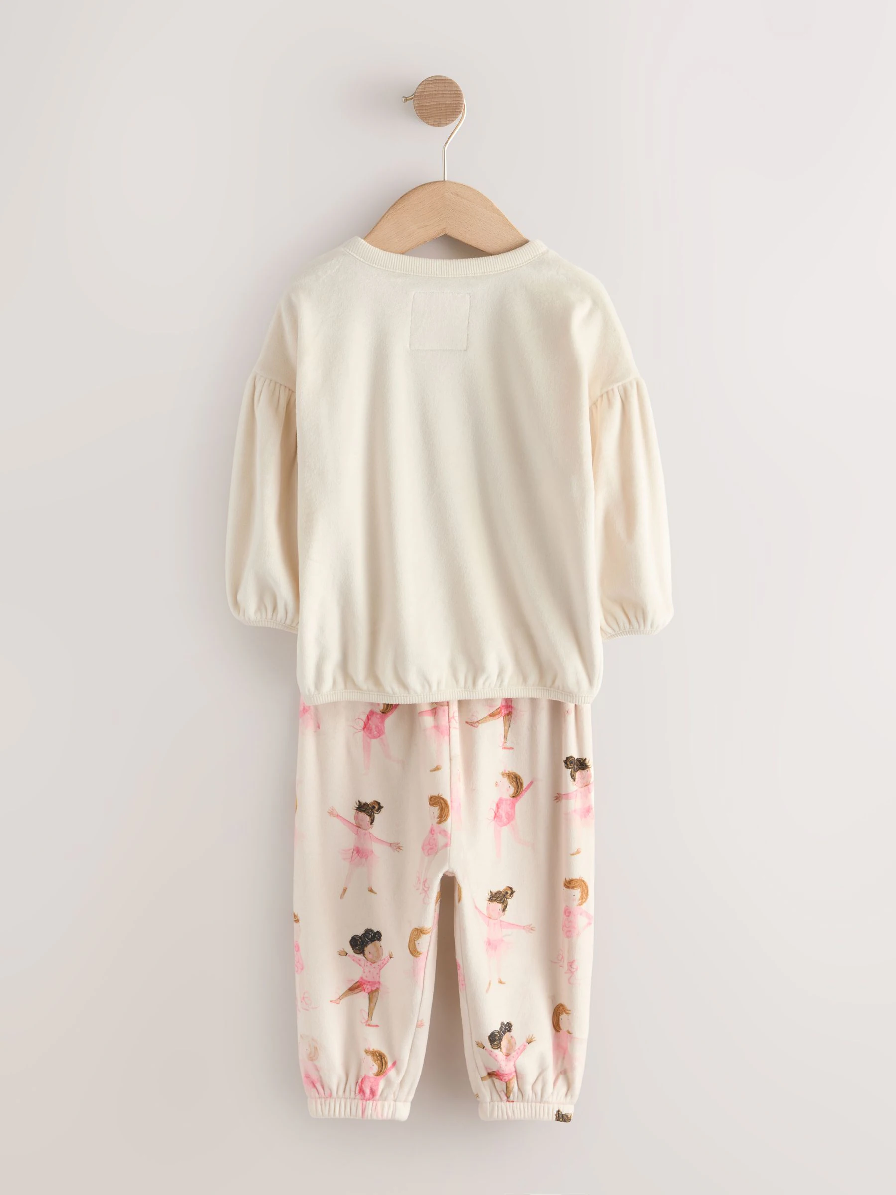 Ecru/roze ballerina - Behaaglijke fleece pyjama (9 mnd-10 jr)