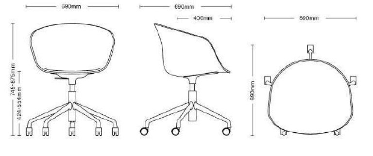 Hay About a Chair AAC53 bureaustoel, onderstel gepolijst aluminium, Divina 756