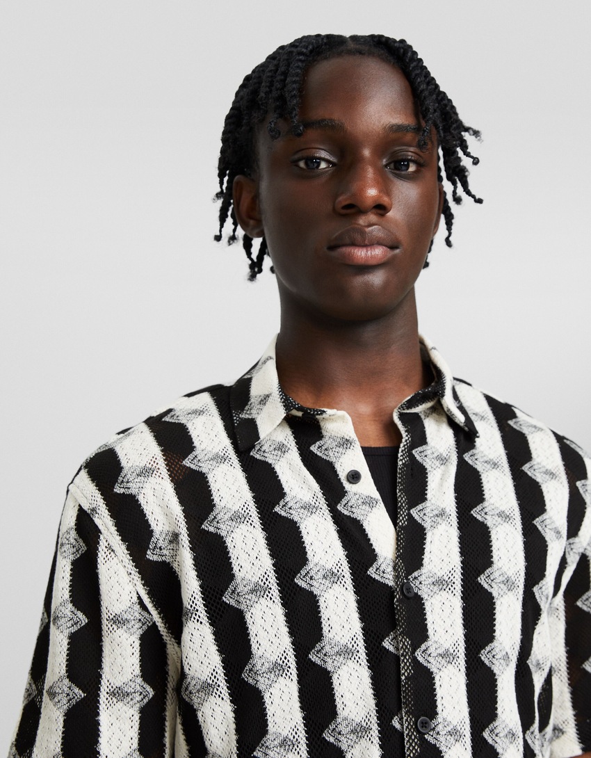 Camisa jacquard de manga curta
