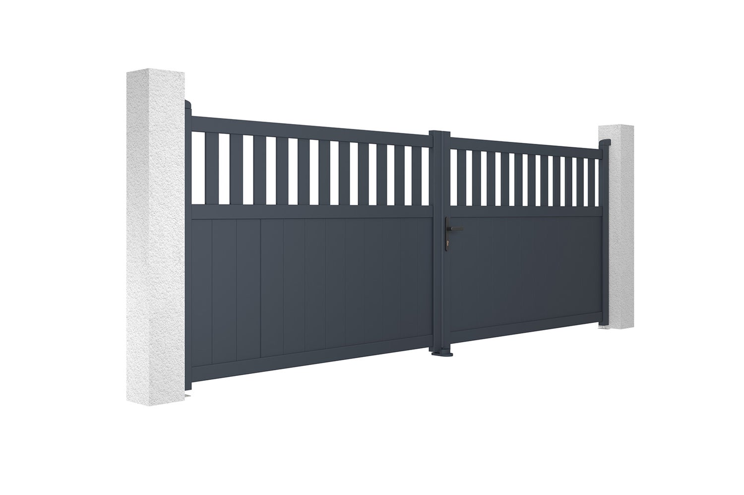 Dubbele aluminium poort, 4m, SANTIS 400B140 Grijs
