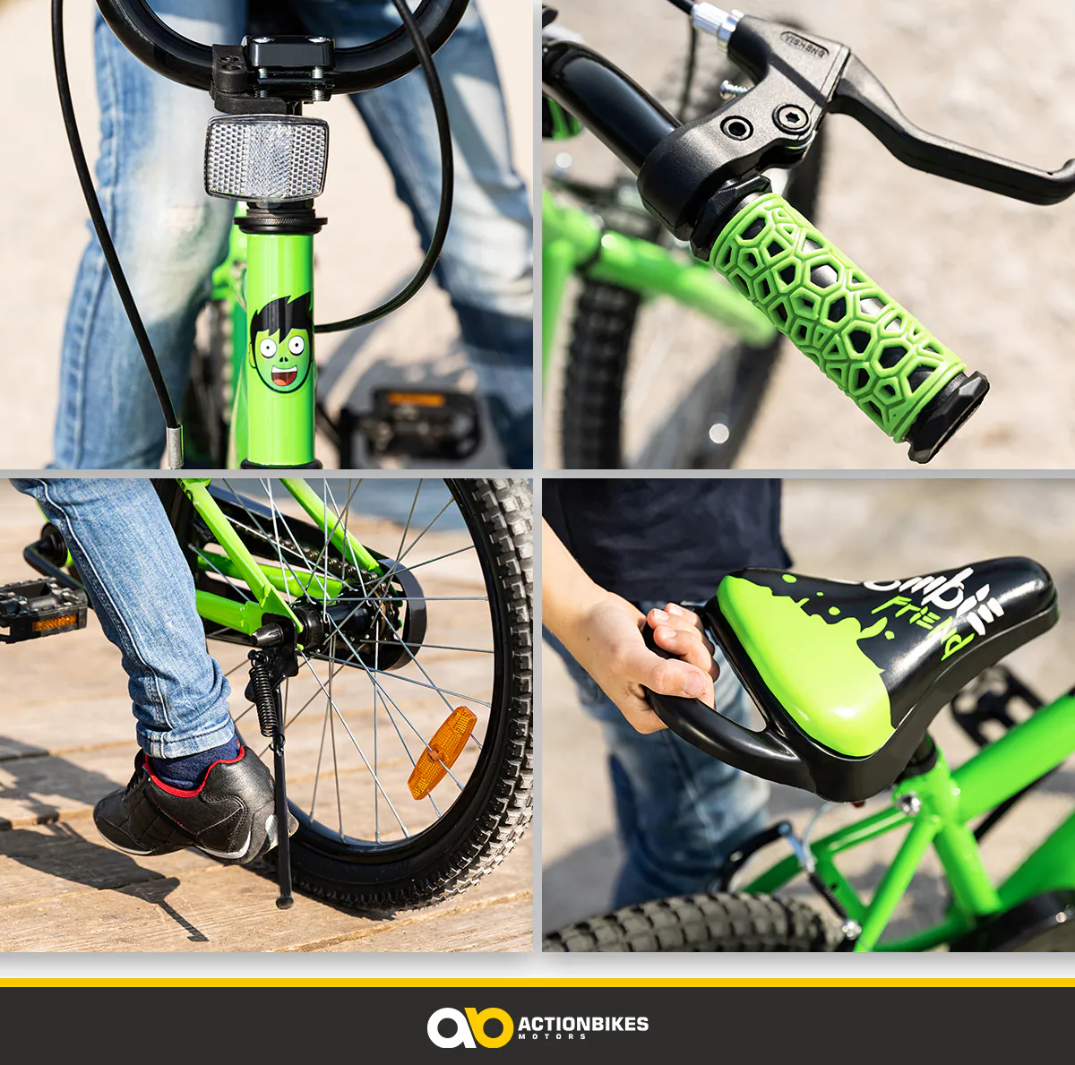 Actionbikes Kinderfahrrad Zombie 20 Zoll, V-Brake-Bremsen, Seitenständer, Reflektoren, Kettenschutz