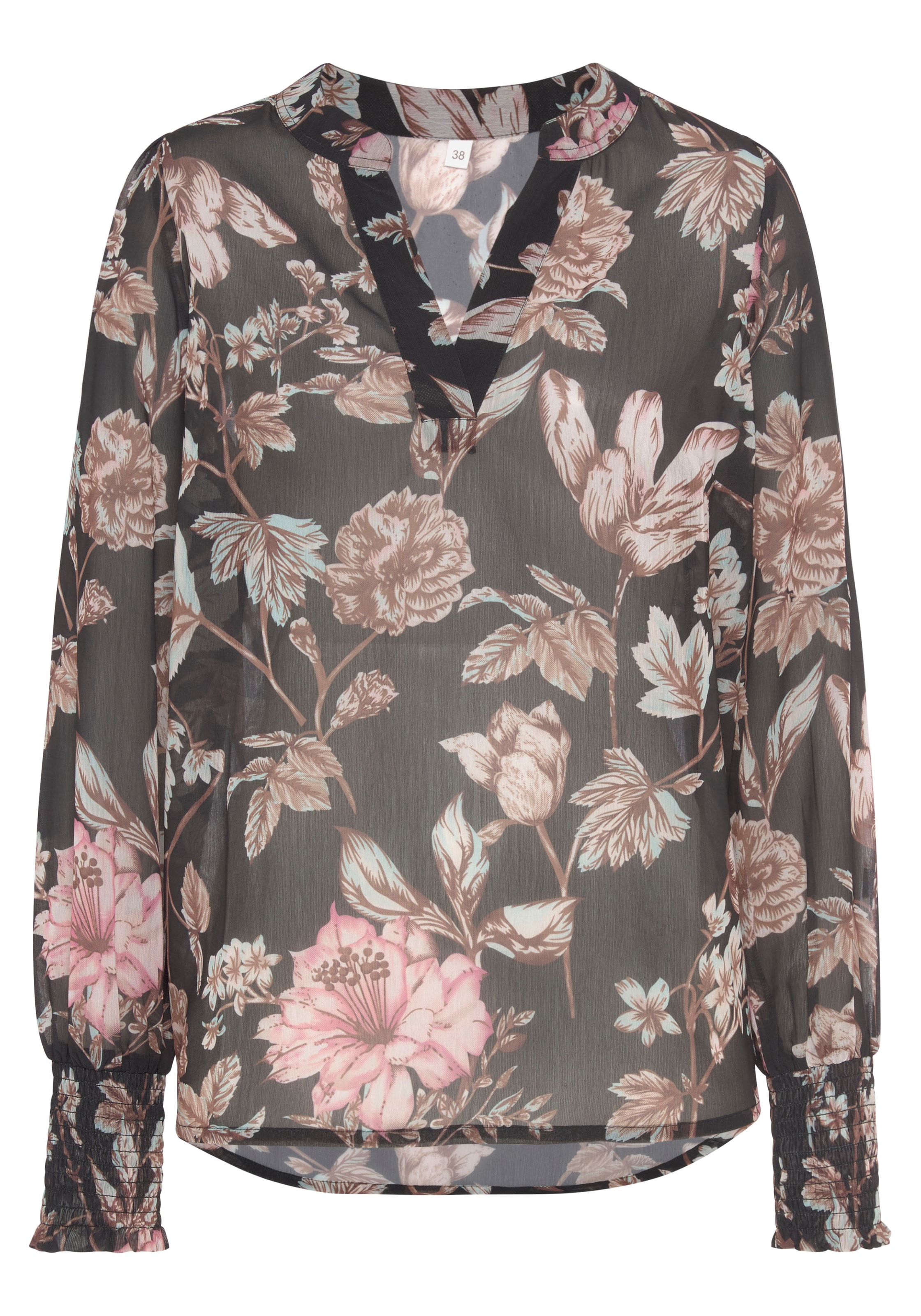 LASCANA Chiffonbluse , mit Blumendruck und V-Ausschnitt, Damenbluse, elegant-chic