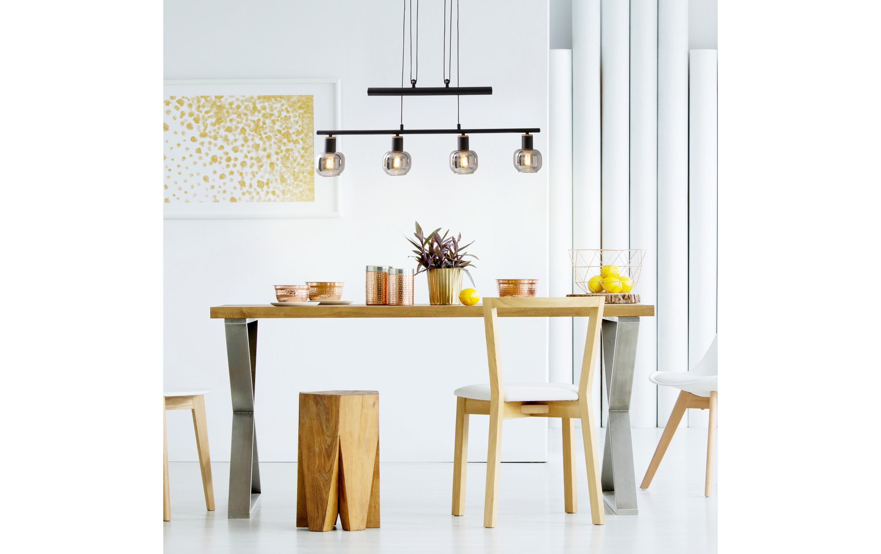 Pendelleuchte 4er «Fumoso»<br>Vier Hängeleuchten aus Metall und Glas