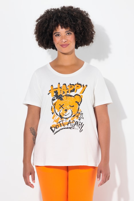 T-Shirt, Boxy Fit, Teddy-Motiv, Halbarm