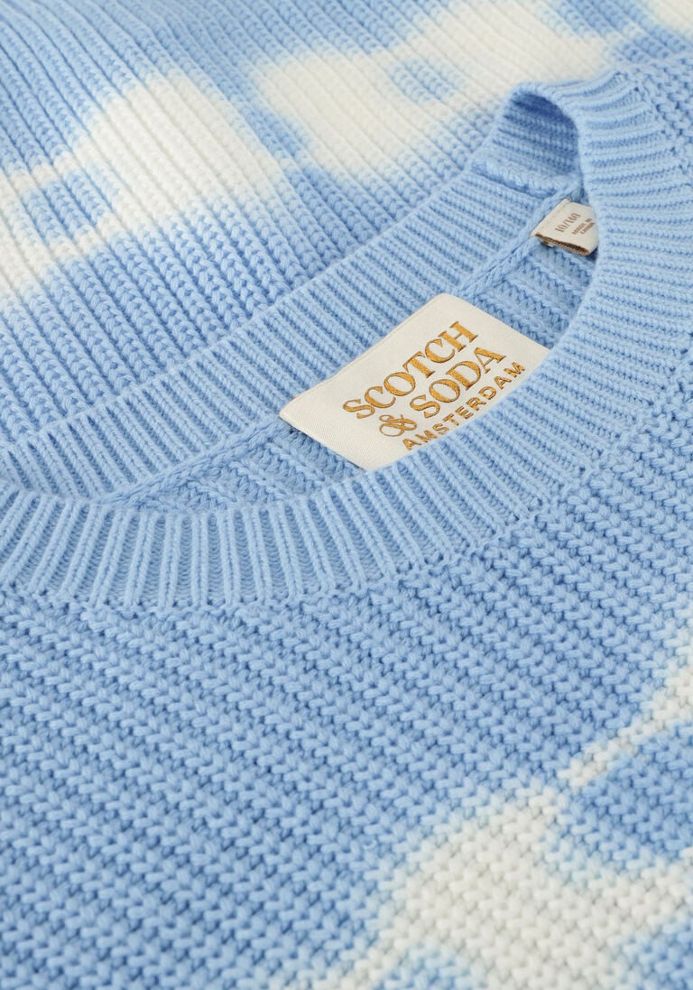 SCOTCH & SODA blauwe scotch & soda trui tie dye washing cotton crewneck