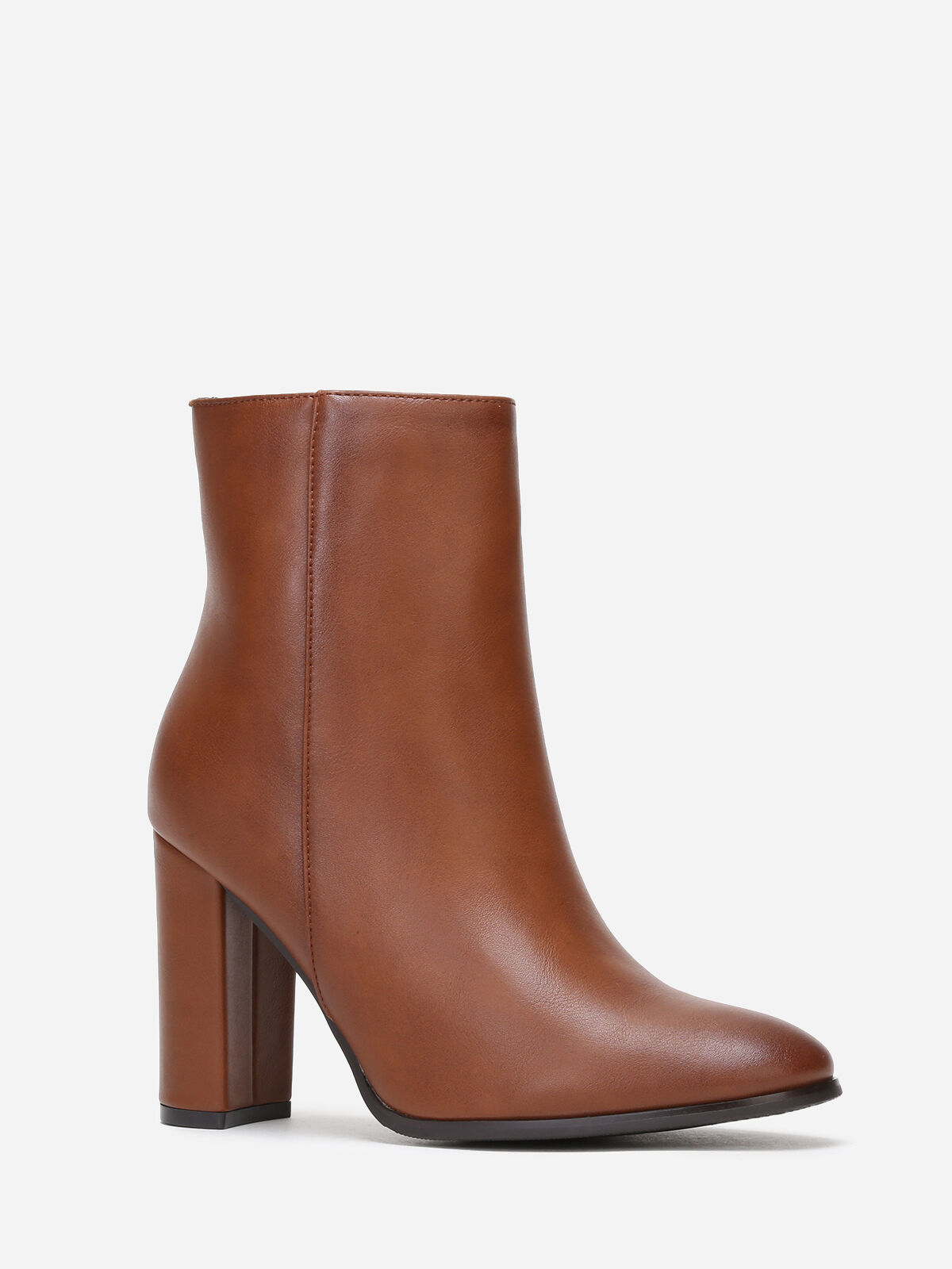 Bottines classiques en simili à talon- Camel