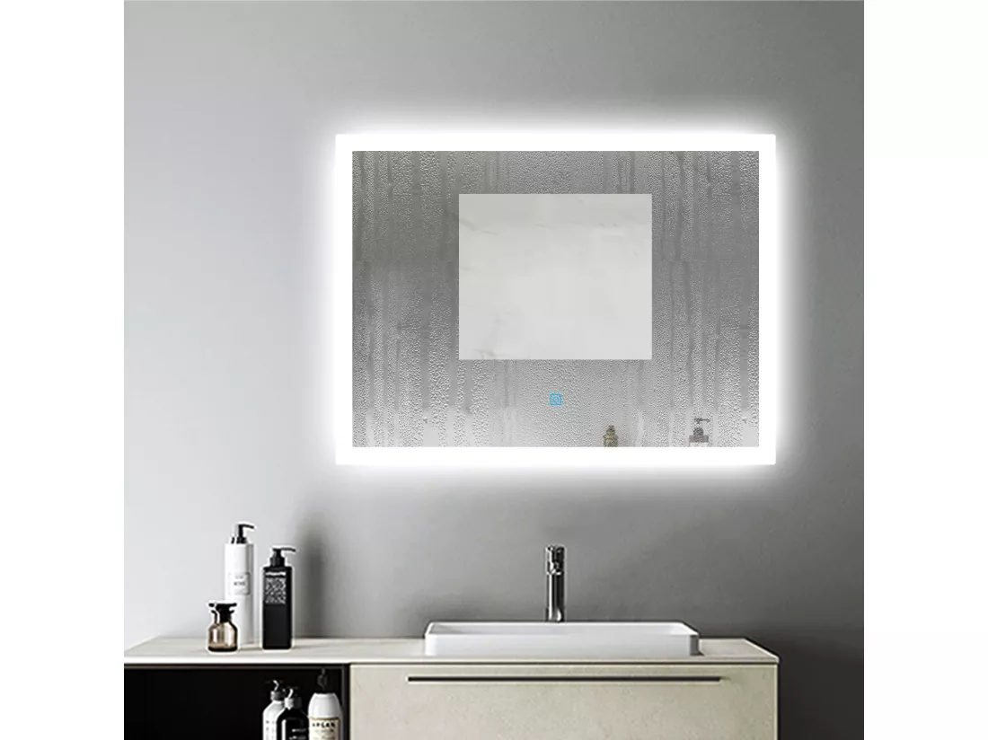 Miroir Lumineux LED Miroir de Salle de Bain Anti-buée Vertical/Horizontal 70 * 50cm Aica