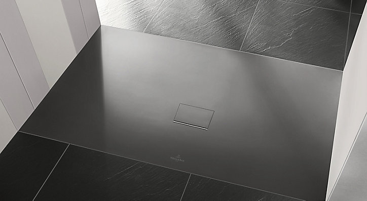 Receveur de douche à poser 90 x 80 cm, anthracite, Villeroy & Boch Squaro Infinity