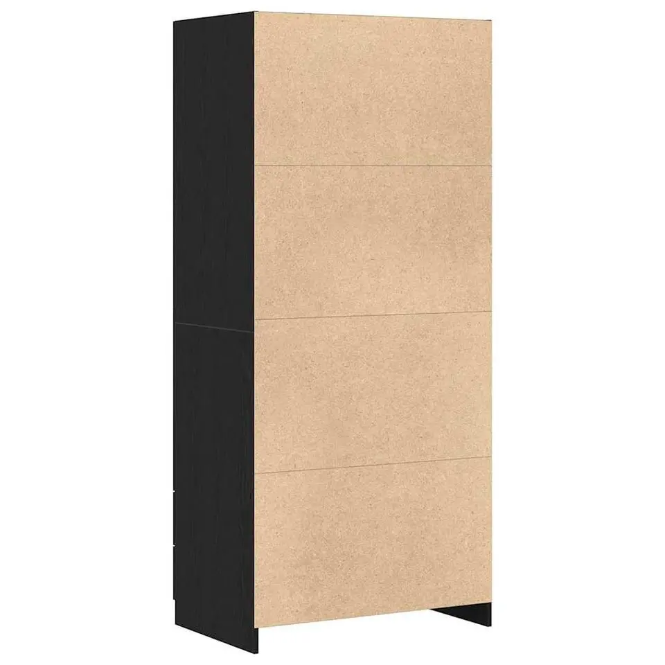 vidaXL - 2-deurs Kledingkast met 2 lades - Bewerkt hout - Zwart - 80x52x180 cm