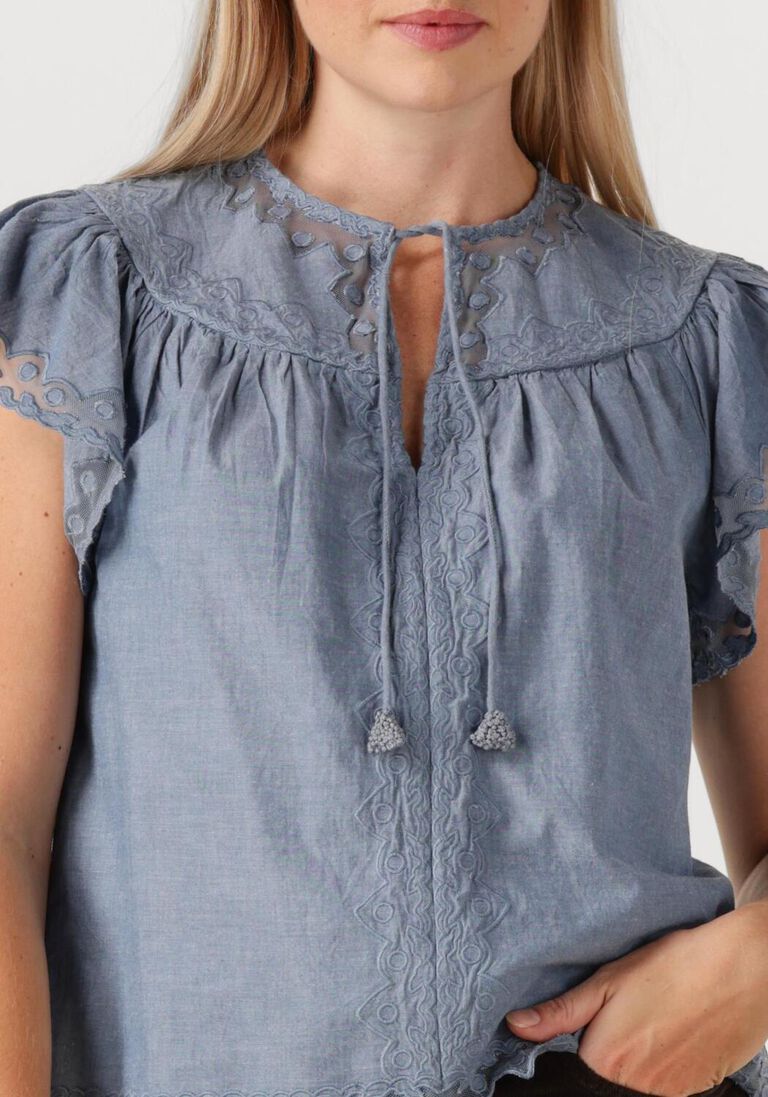 blauwe ulla johnson top effie flutter sleeve top