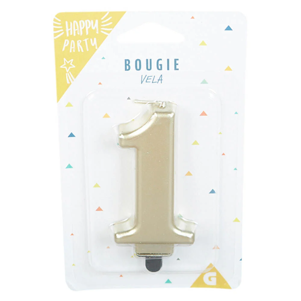 Bougie anniversaire chiffre 1 mat doré