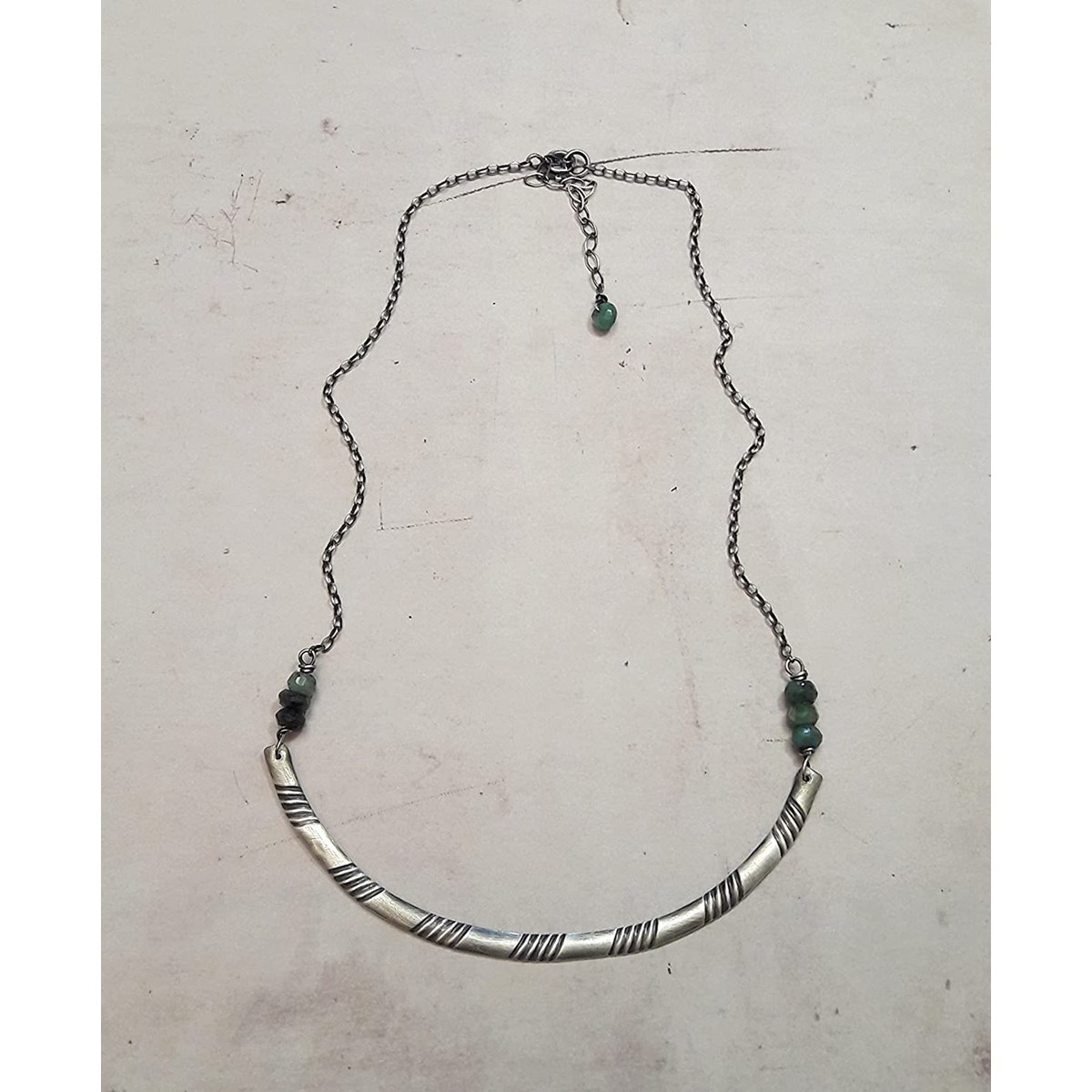 Collier Ethnique Émeraude Argent 925