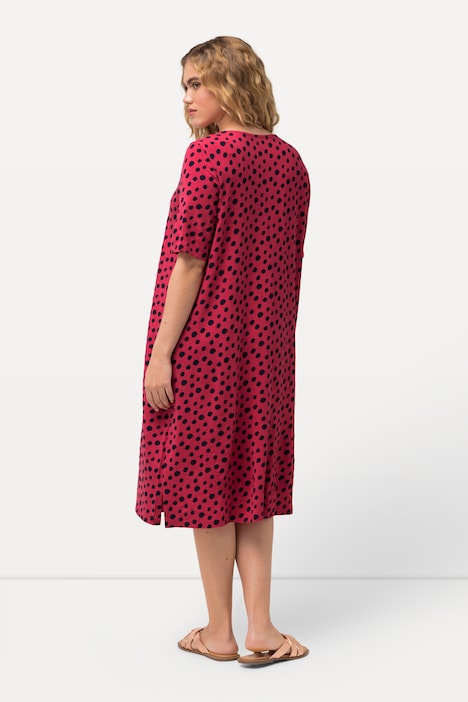 Jerseykleid, Punkte, A-Linie, V-Ausschnitt, Halbarm