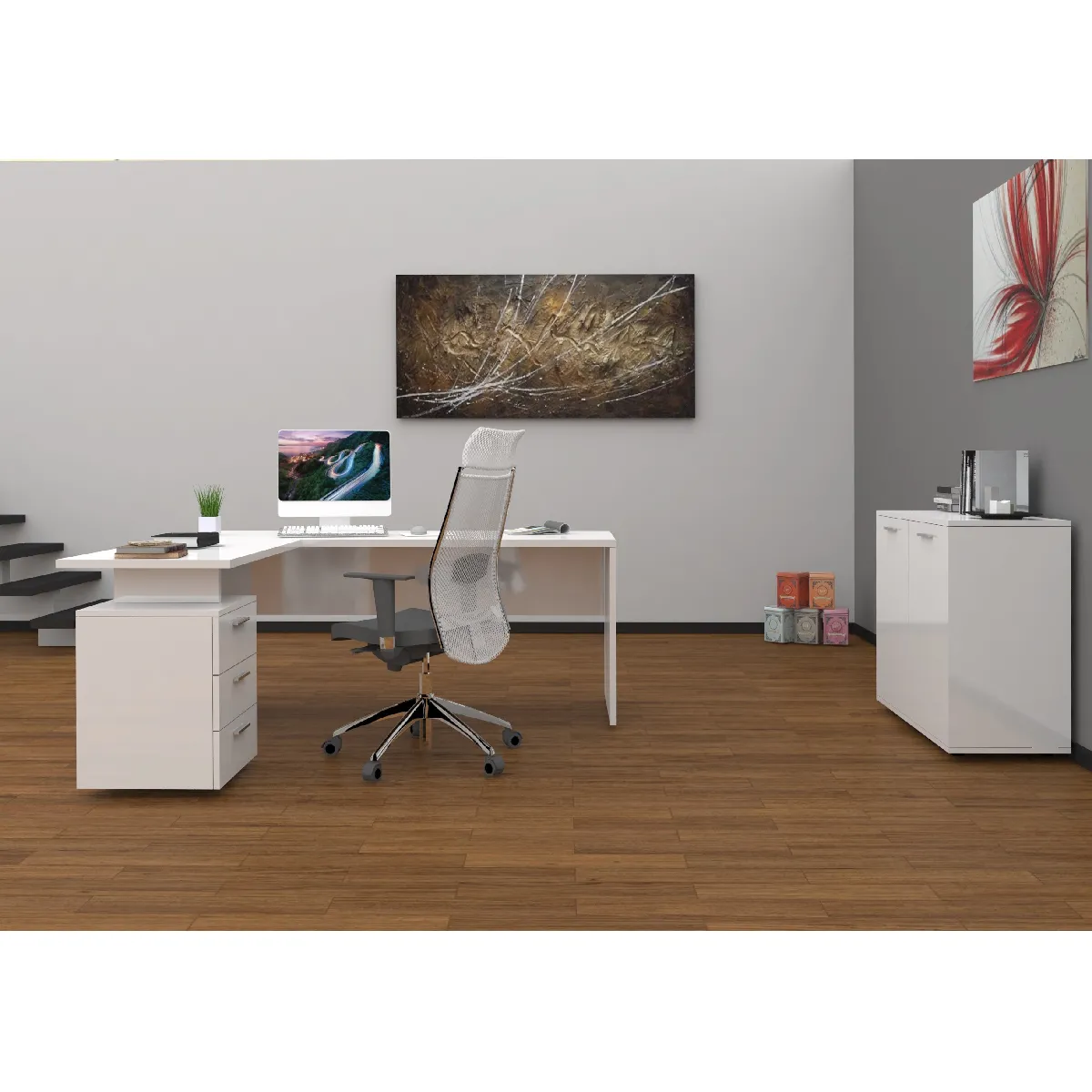Bureau d'angle Alter - Blanc