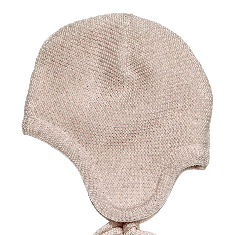 Mütze Merinowolle mit Ohren beige-mélange