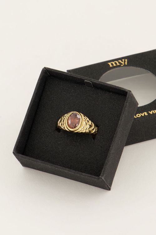 Vintage zegelring rode steen