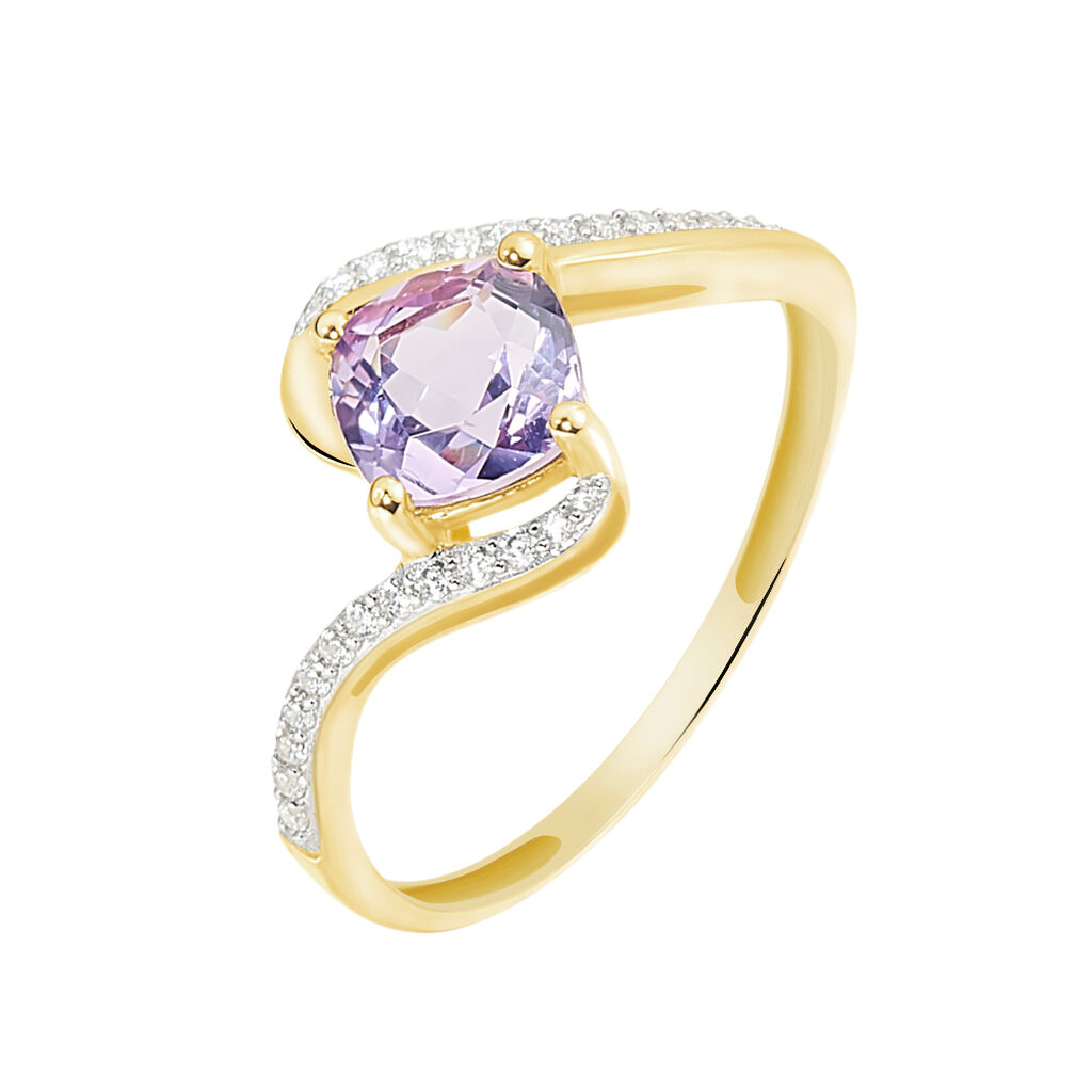 Bague Maria-serena Or Jaune Amethyste Et Oxyde De Zirconium