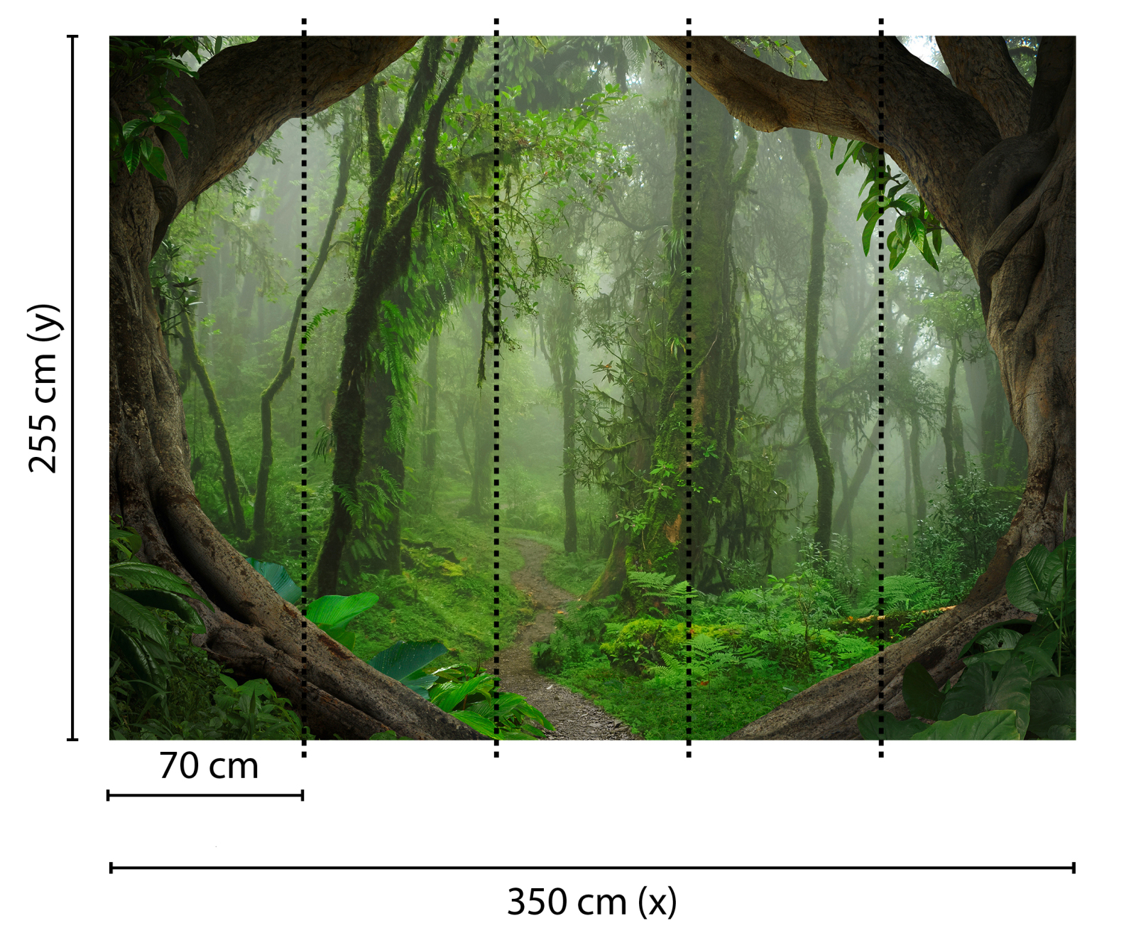 Fototapete DESIGNWALLS - grün-braun - Wald - 2,55 Meter