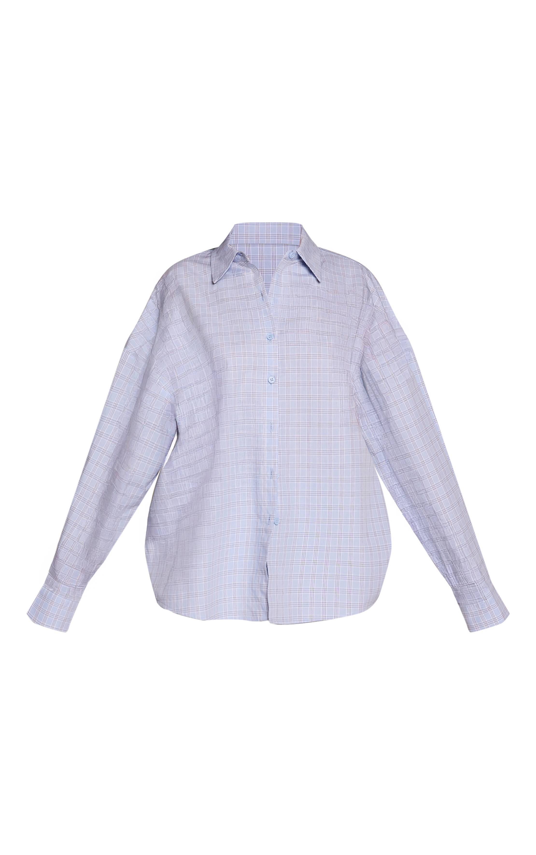 Bleu Chemise Boutonnée À Manches Longues En Popeline À Carreaux Petite