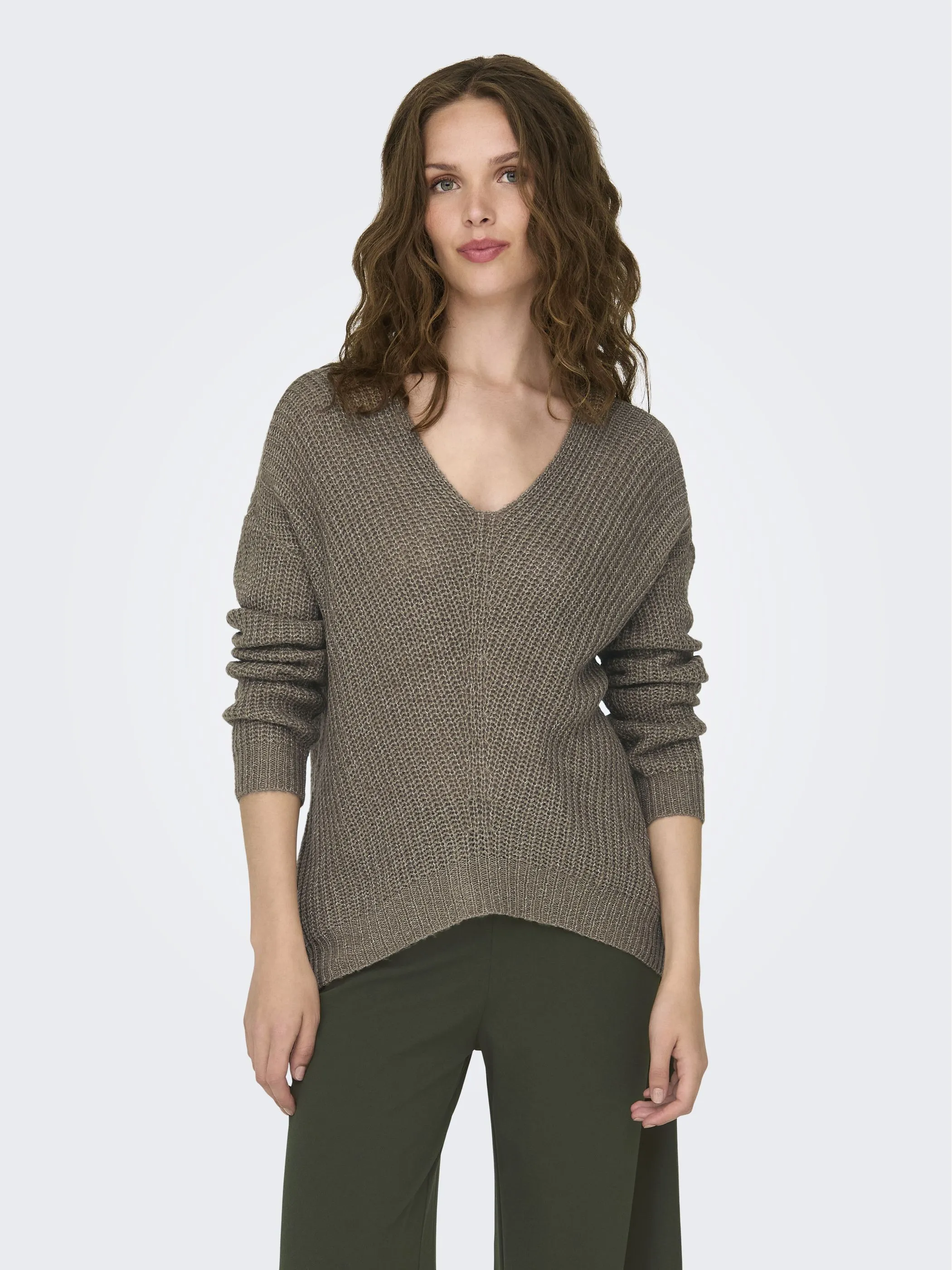 Damen Strickpullover mit V-Ausschnitt
