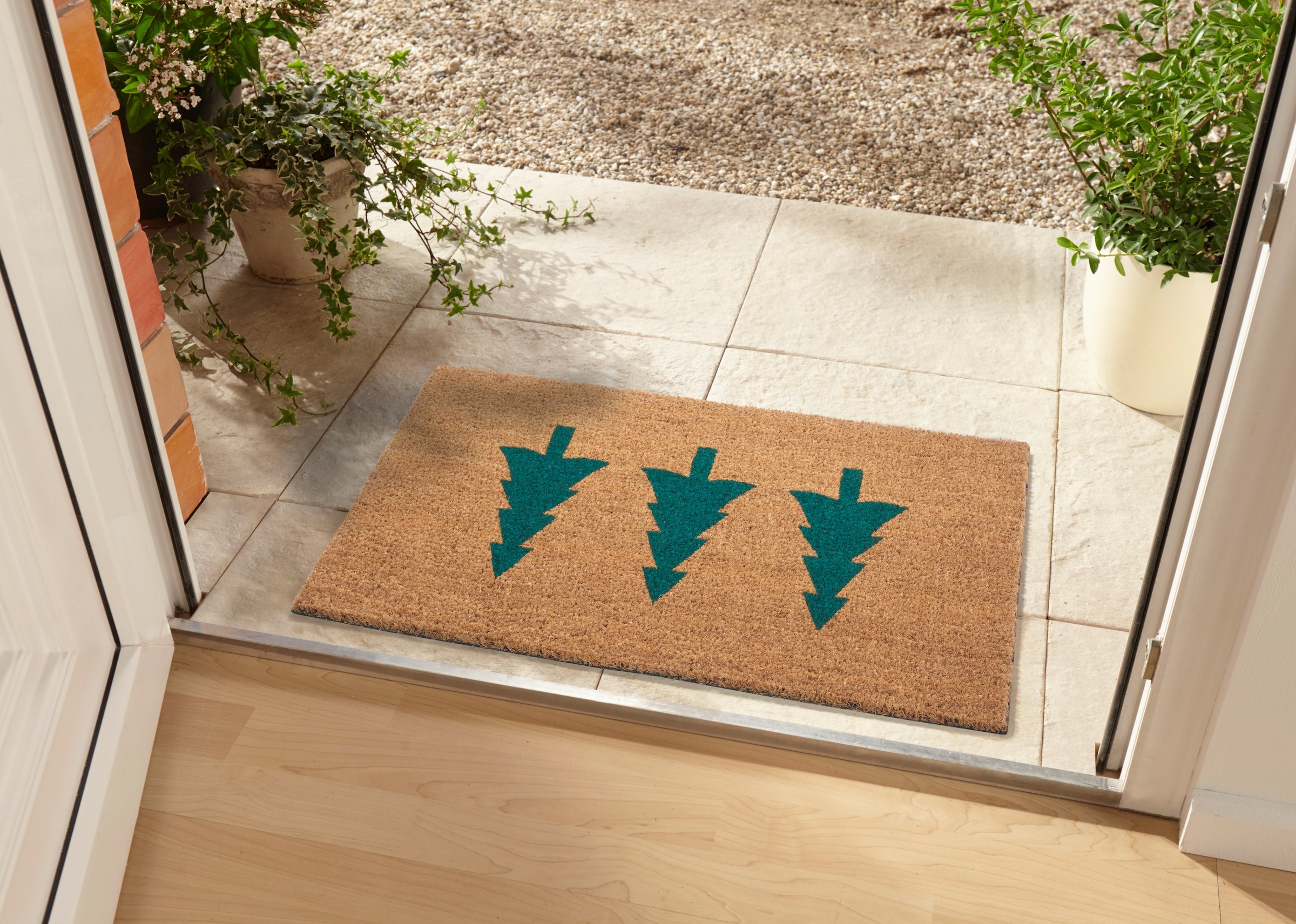 HANSE Home Fussmatte »Mix Mats  Kokos Pine Trees, Türmatte« rechteckig 15 mm Höhe Weihnachten, Schmutzfangmatte, Outdoor, Rutschfest, Innen, Kokosmatte