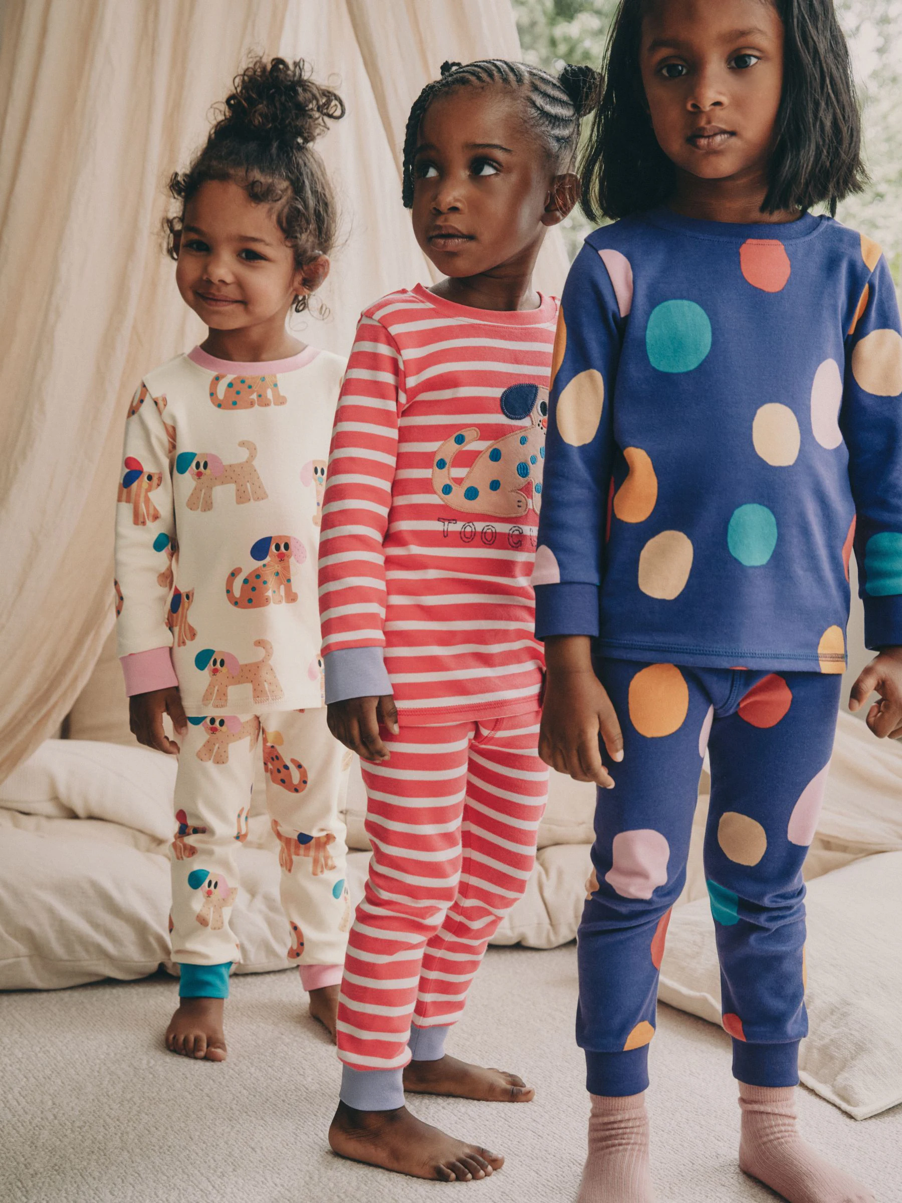Rood/marineblauw hondenapplicatie - Verpakking van 3 knusse pyjama's (9 mnd-9 jr)