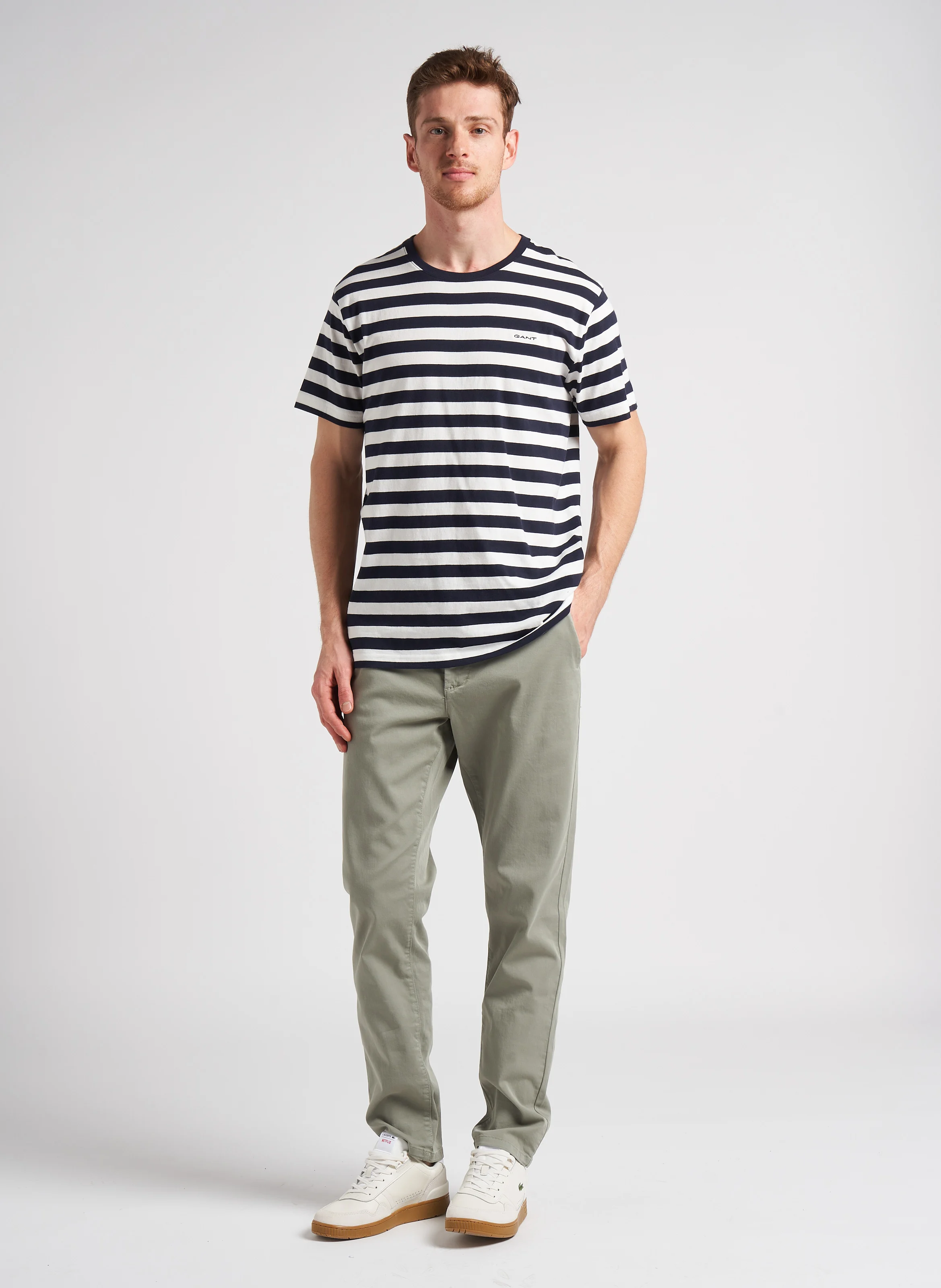 LAVIS - Pantalon droit en coton bio mélangé | Kaki