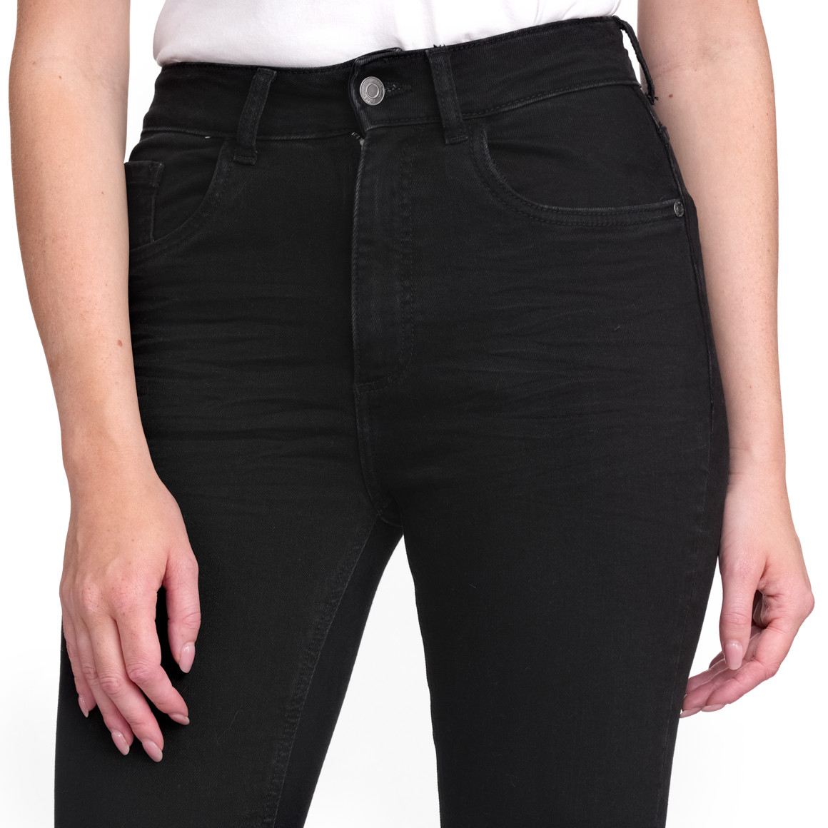 Jonas Nielsen Damen Skinny Jeans mit Used-Waschung schwarz
