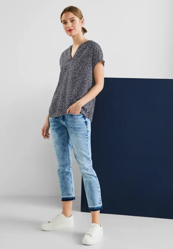 Shirtbluse mit Minimalprint - deep blue