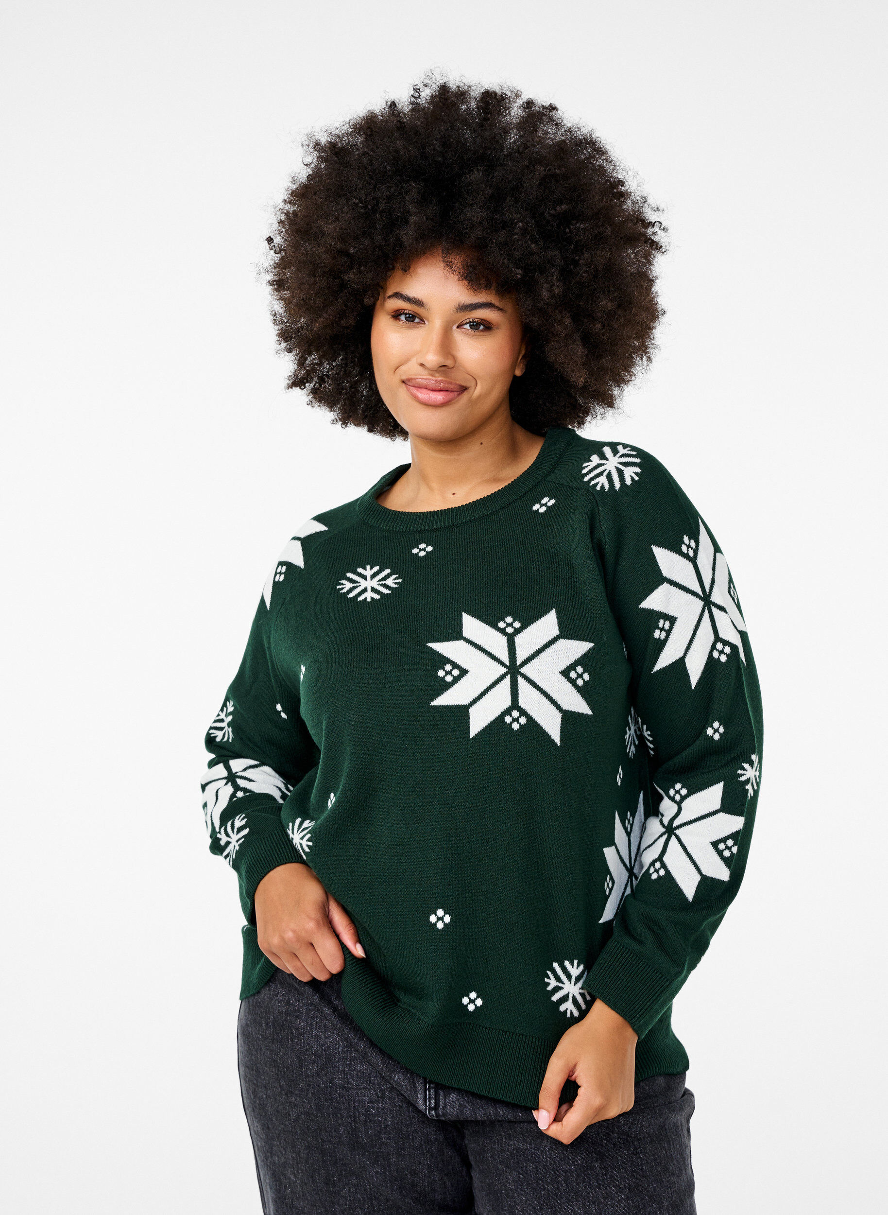 Strikbluse med snefnug