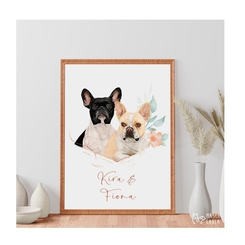 Mascochula Rocco Retrato Duplo Realista Personalizado de Animal de Estimação