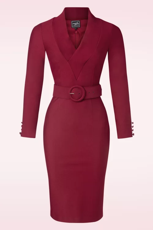 Glamour Bunny Business Babe Denise pencil jurk in robijnrood