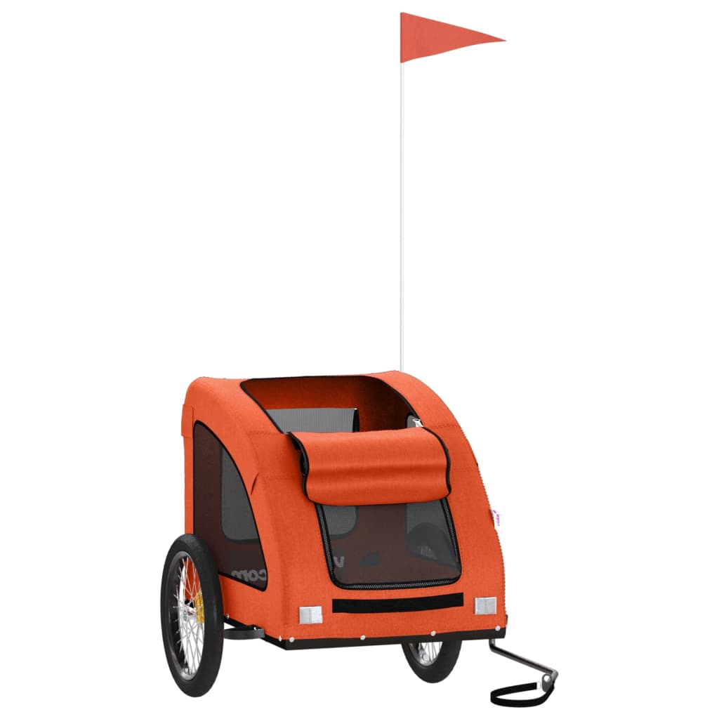 vidaXL Pet Bike Trailer Iron Oxford Cloth Orange
