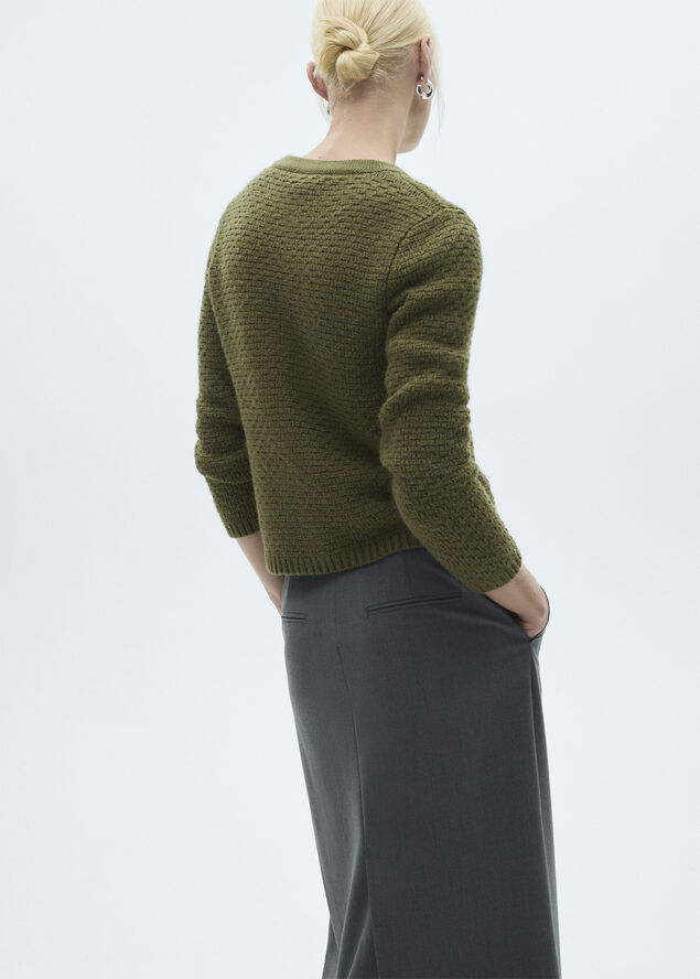 MANGO Knitted jacket. -- CUNA Beige - khaki
