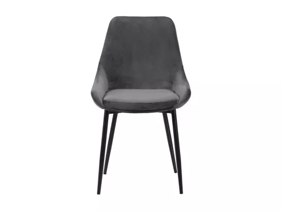 Lot de 2 chaises - Velours et métal noir - Anthracite - MASURIE