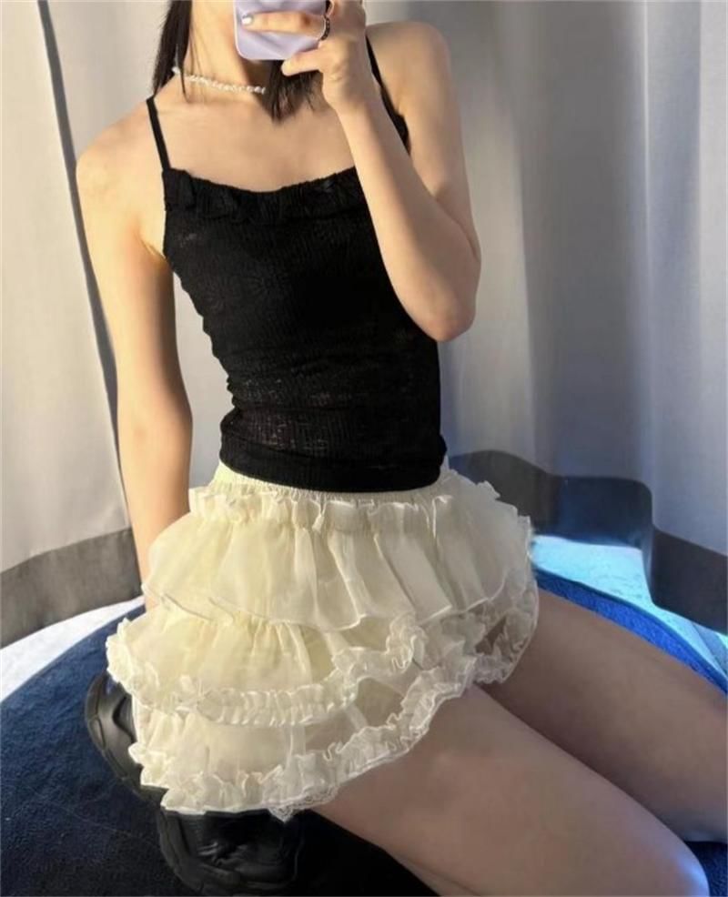 Moon City - Hoge taille effen ruffle skort