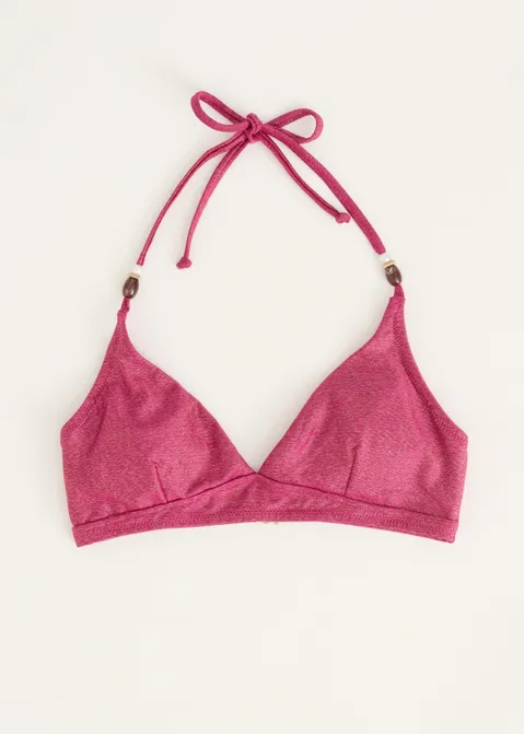 Triangel bikini top met glitter paars (FUCHSIA)