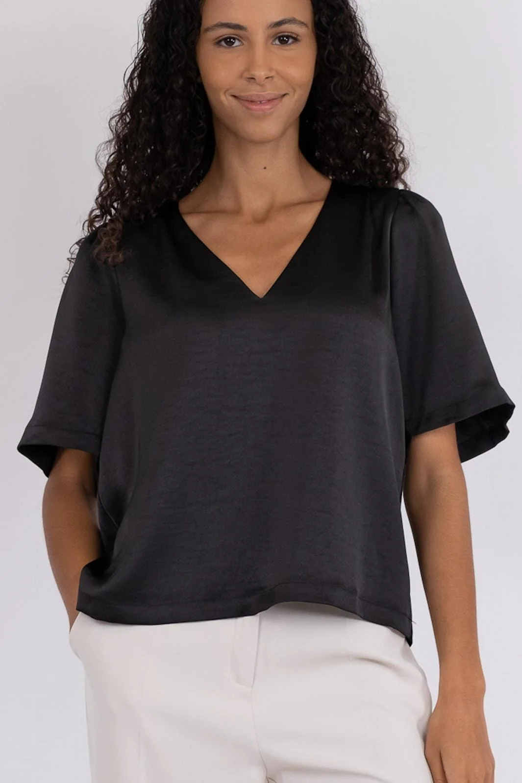 Neo Noir Largo Heavy Sateen Blouse