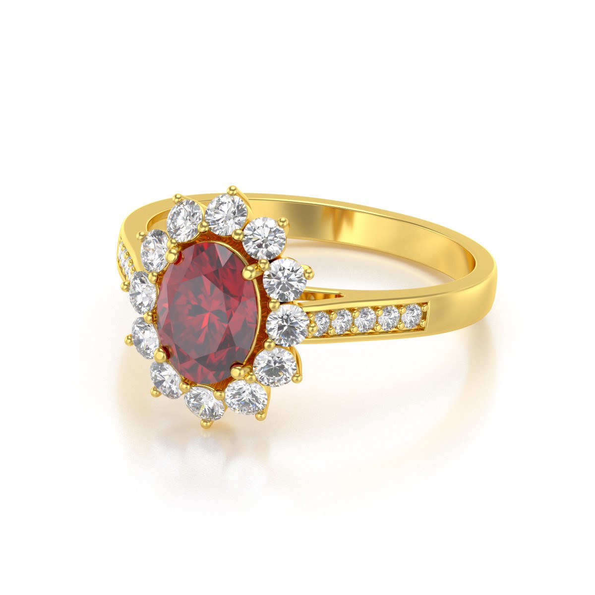 Bague ADEN Or 585 Jaune Rubis et diamants 2.92grs