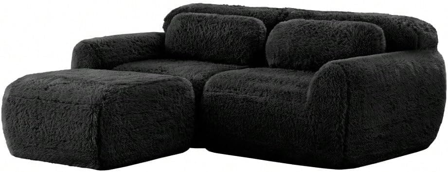 Superweiches Samtsofa für Zwei Personen mit Eckfunktion - beliebig kombinierbar, inklusive Kissen - hoch elastischer Schaumstoff, mühelos zusammenzubauen