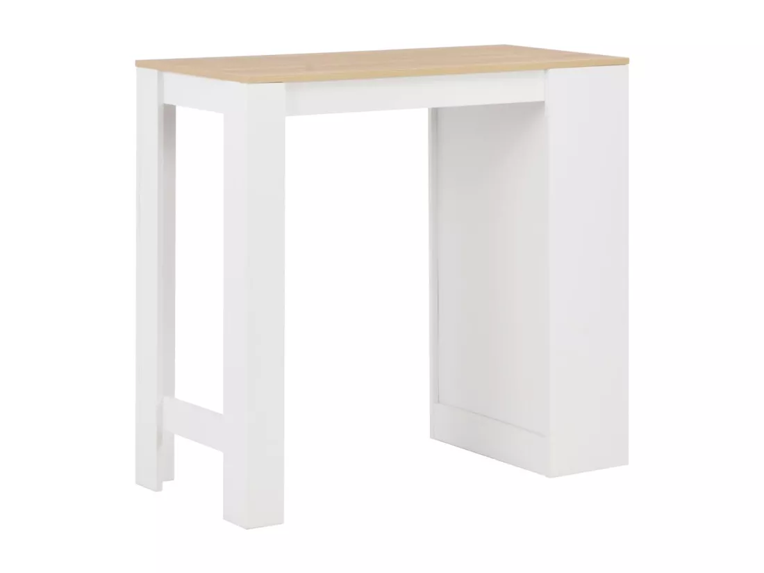 Table de bar avec étagère Blanc 110x50x103 cm