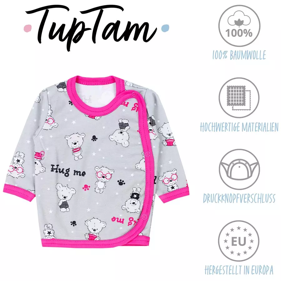 TupTam Baby Mädchen Wickelshirt Langarm 5er Set rosaorange